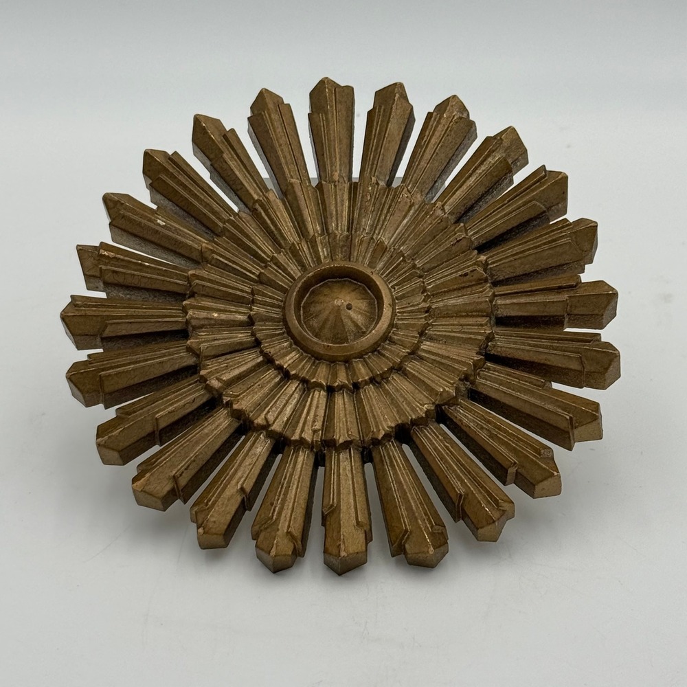 Vintage Syroco Wood Sunburst Wall Plaque Gold Mid Century Modern 5458 USA 6in